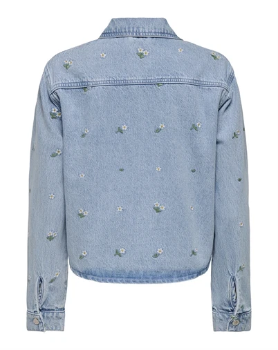 Only - ONLCassie Embrodery Overshirt - Light Blue Denim